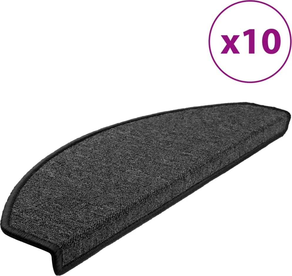 vidaXL 10 db antracitszürke félkör alakú lépcsőszőnyegek 65 x 24 x 4 cm