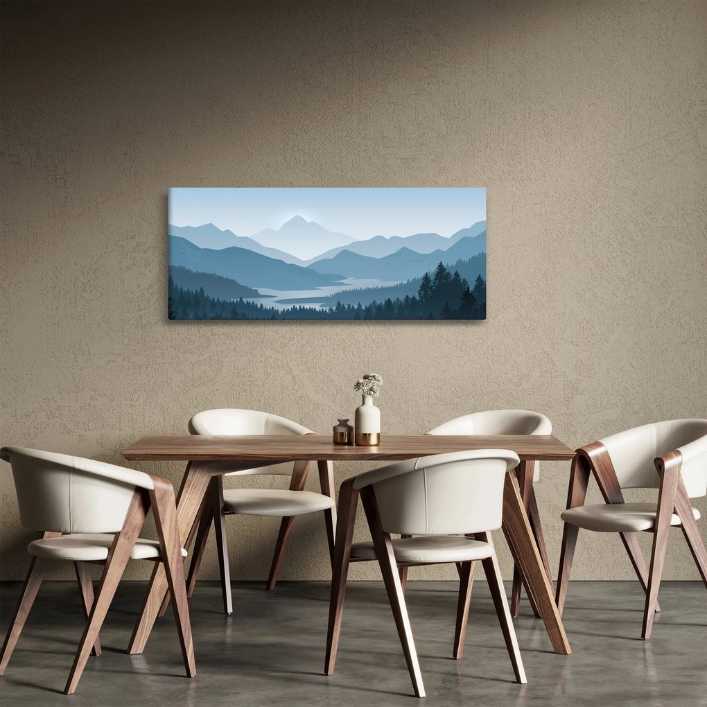 Kép - a hegyek grafikája (120x50 cm)