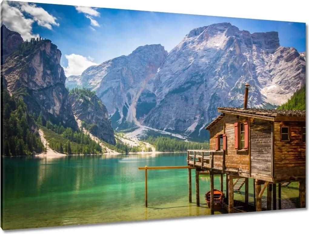 Festmények 120x80 Fa házikó a hegyekben