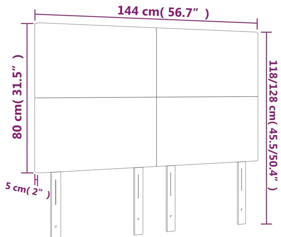 sötétbarna szövet LED-es fejtámla 144x5x118/128 cm