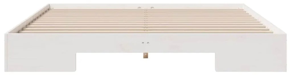 vidaXL Földi ágykeret tárolóval Fehér 200 x 200 cm Tömör fenyőfa