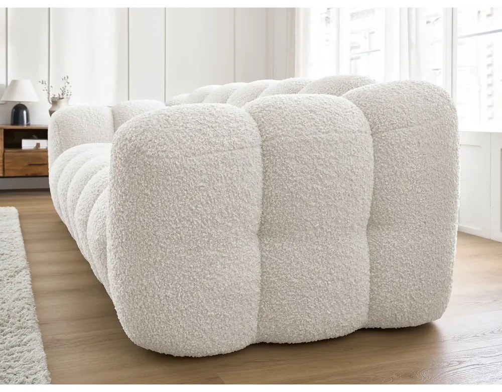 Fehér buklé kanapé 232 cm Hippolyte – Bobochic Paris