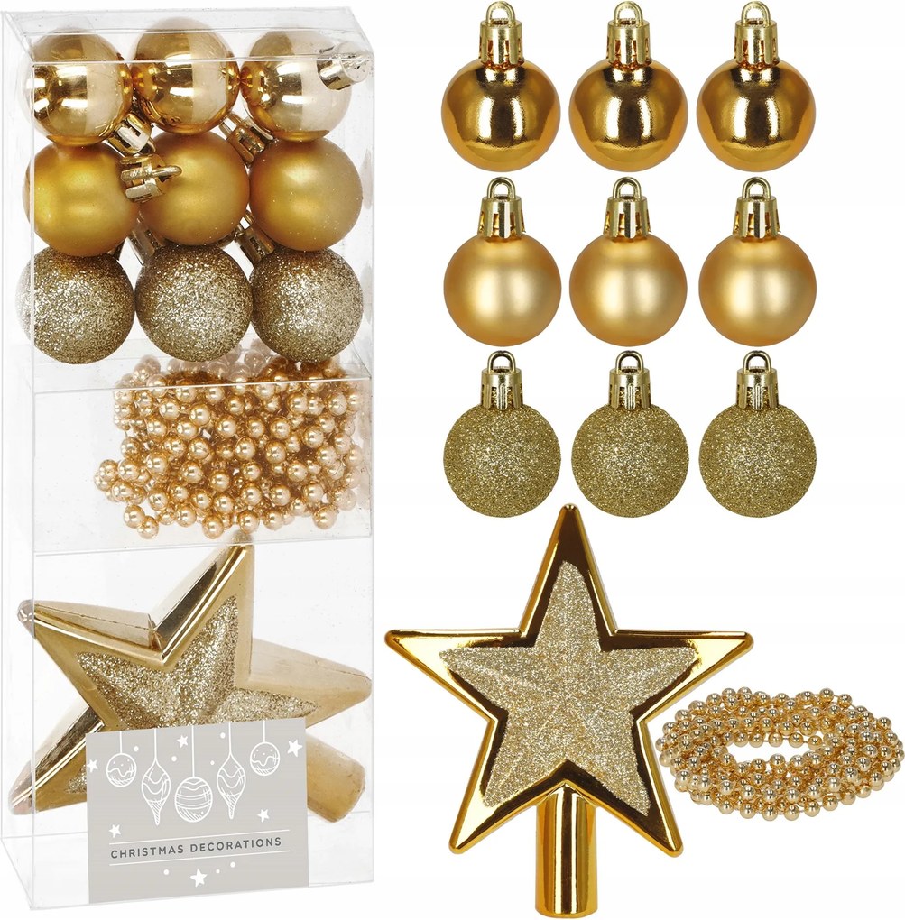 Karácsonyfadísz Nád 11DB-OS Karácsonyfa Gyöngyök Szett Törhetetlen+csillag