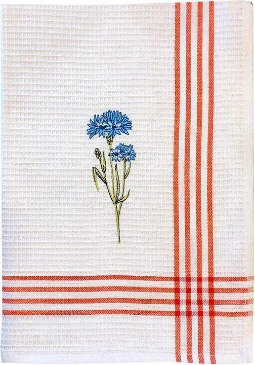 Pamut konyhai törlőkendő 50x70 hímzett búzavirág