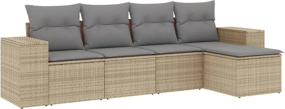 vidaXL 5 részes bézs polyrattan kerti ülőgarnitúra párnákkal