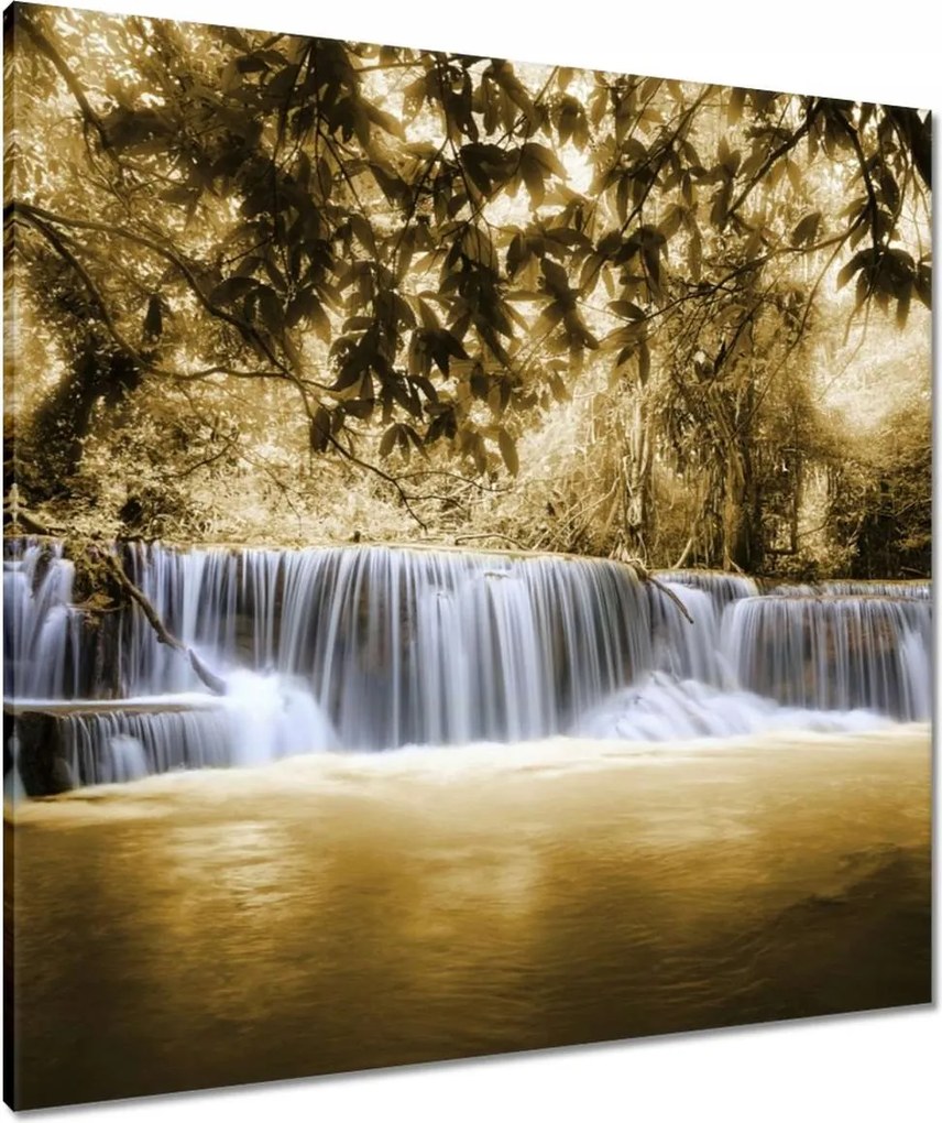 Vászonkép 80x80 Vízesés szépia színben