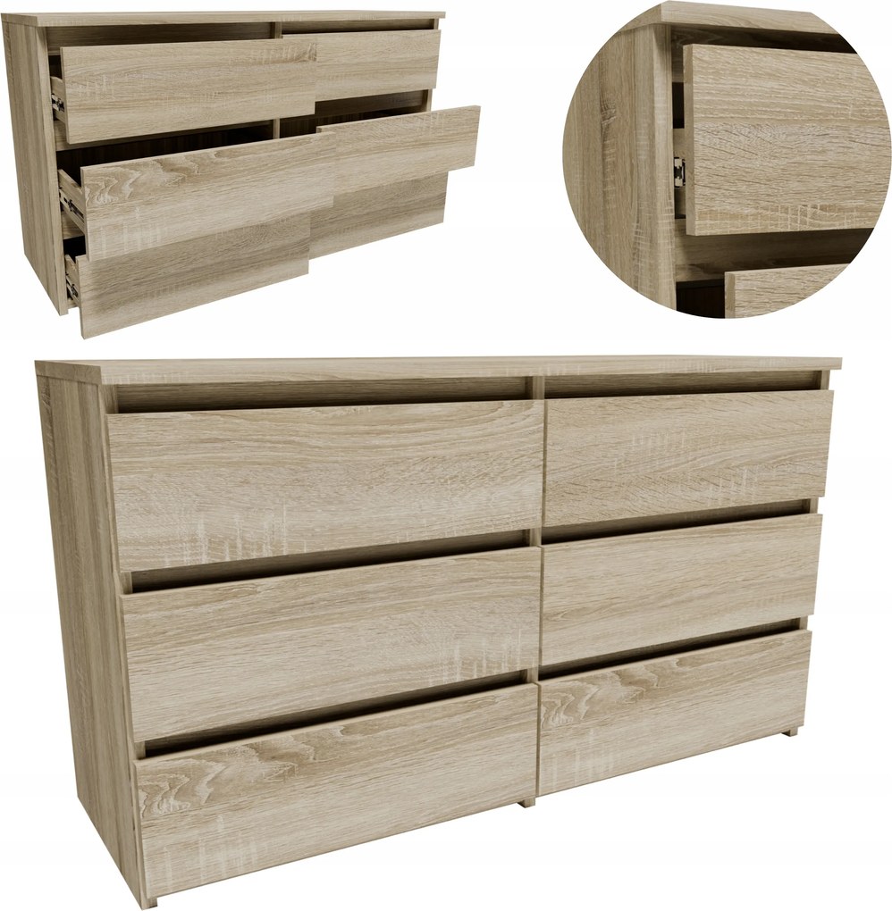 Komód CL1006SON sonoma nagy szekrény 100cm könyvespolc 6 fiókos ruha játék