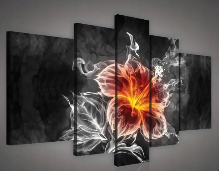Vászonkép 170x100 Absztrakt virág ragyogás energia füst köd tűz művészet