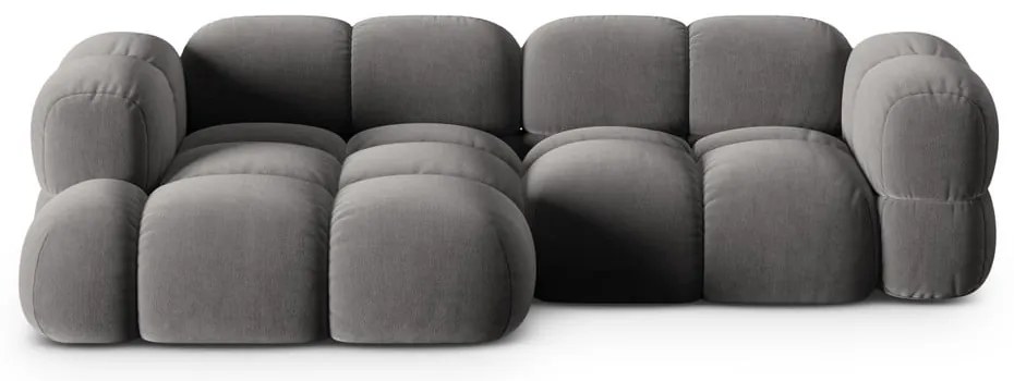 Szürke bársony sarokkanapé (bal oldali-heverő résszel) Loretto – Cosmopolitan Design