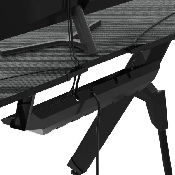 Gaming asztal FALCON LED RGB háttérvilágítással 116x60 cm fekete