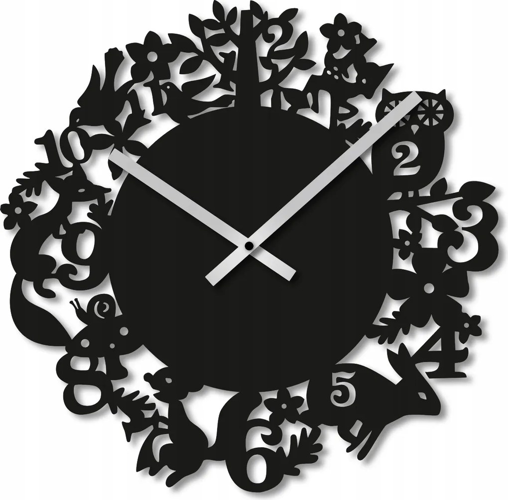 Falióra 50 cm Fa Falióra Nagy Fekete Állatok Virágok