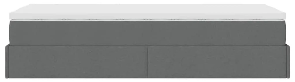 Ottomán ágykeret matraccal sötét szürke 90x200cm szövet