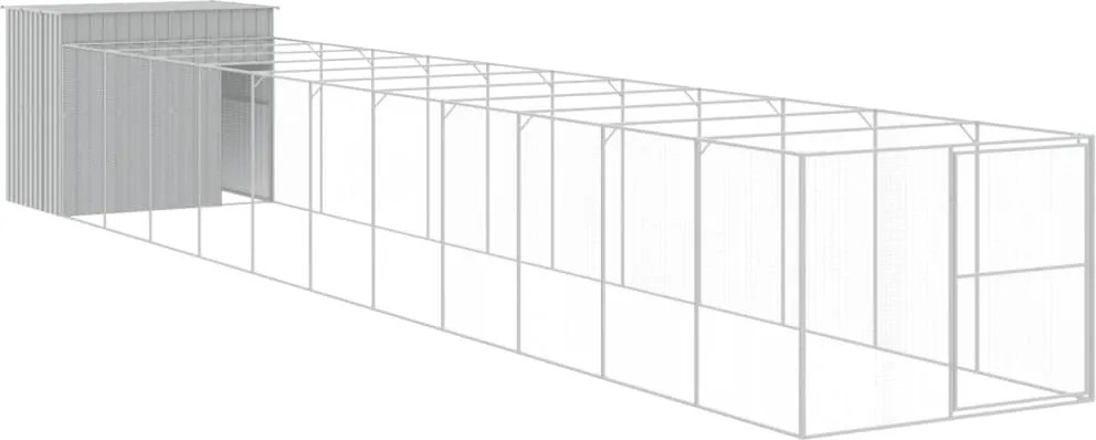 vidaXL világosszürke horganyzott acél tetős kutyakennel 214x1273x181cm