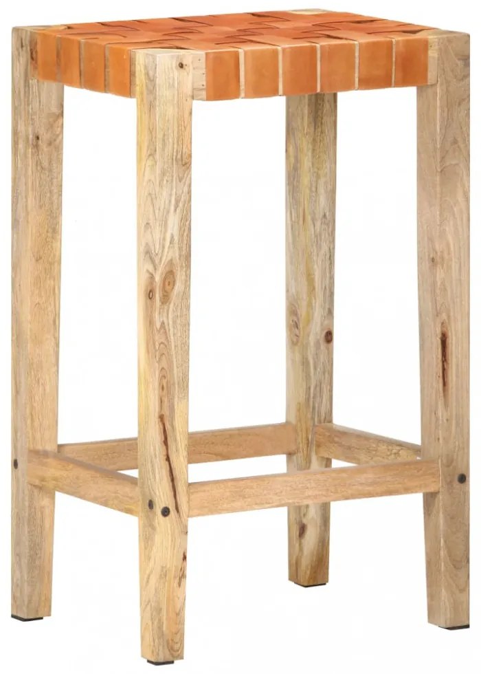 2 db barna valódi bőr bárszék 75 cm