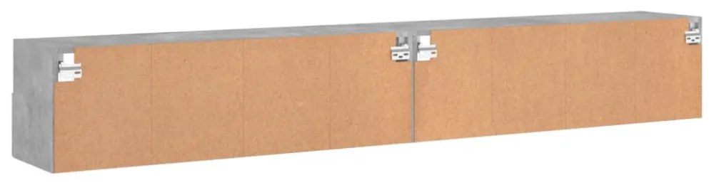 2 db betonszürke szerelt fa fali TV-szekrény 100x30x30 cm
