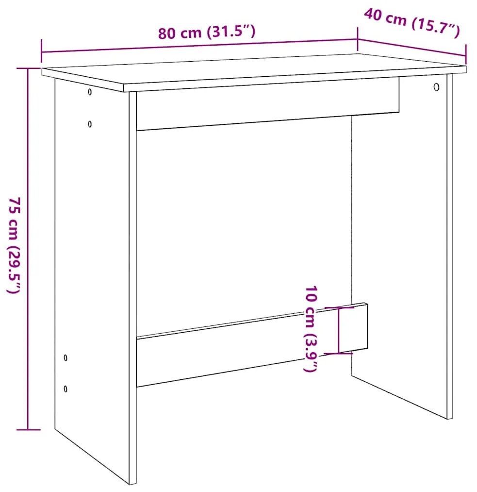 fekete forgácslap íróasztal 80 x 40 x 75 cm