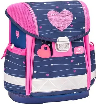 Iskolatáska, fémcsat, BELMIL Classy Simple Hearts, rózsaszín szív (BL40313AG51L)
