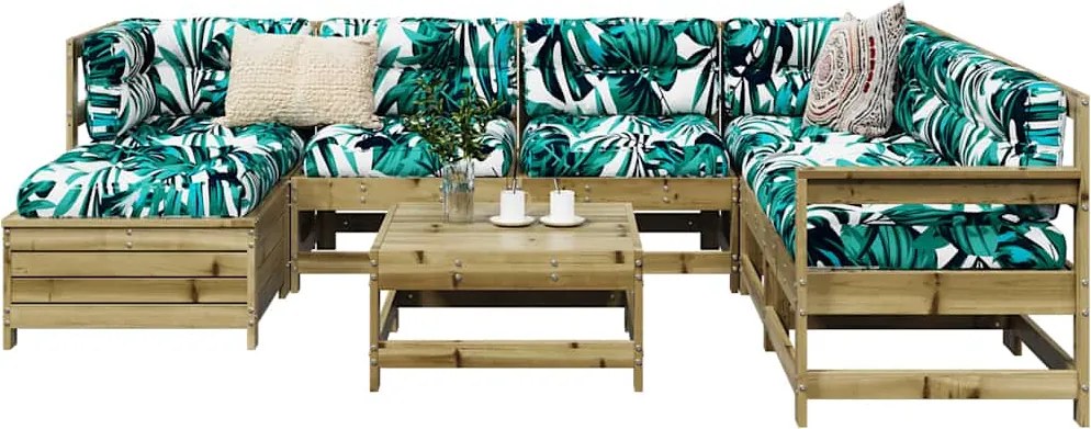 vidaXL 8 részes impregnált fenyőfa kerti kanapészett