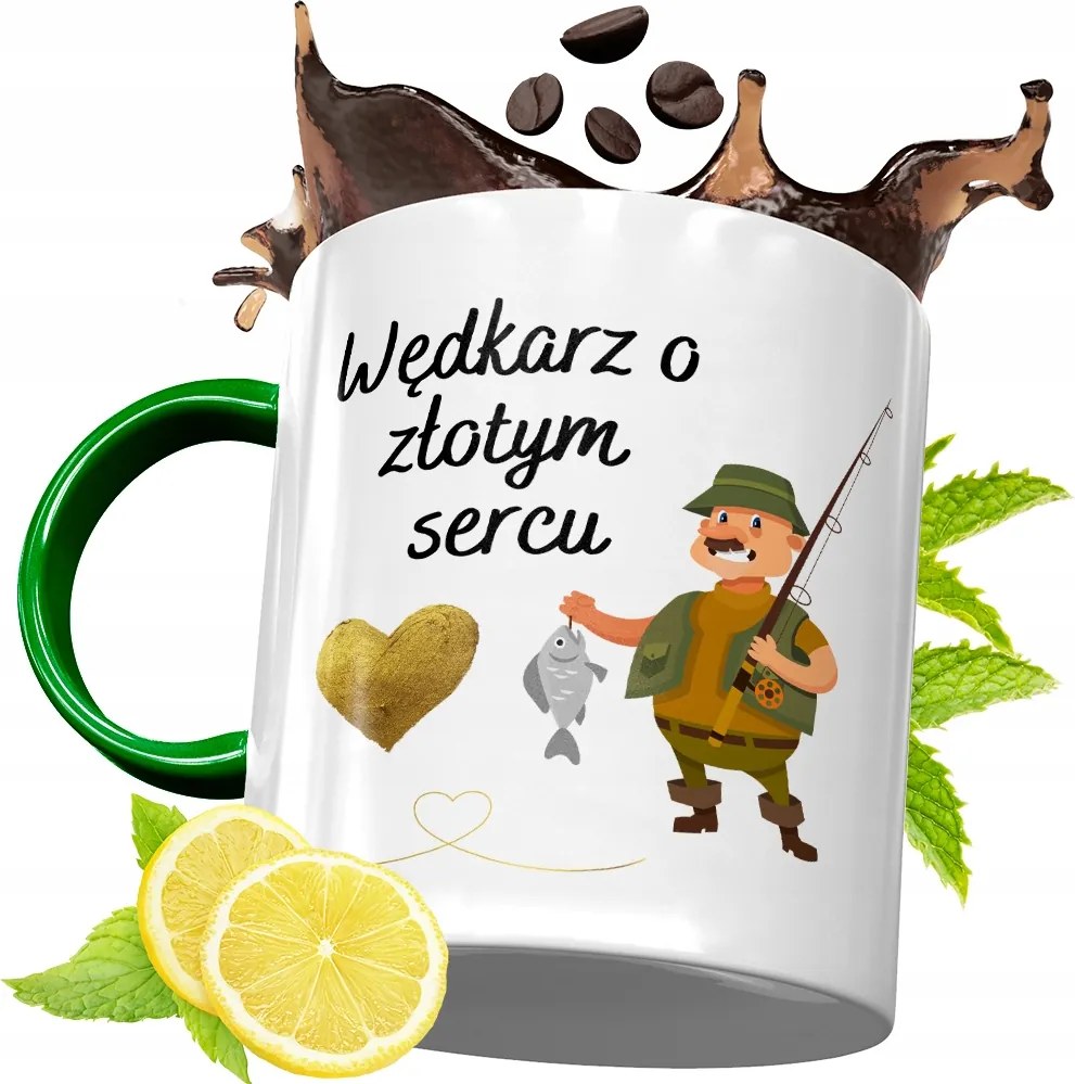 Zöld Bögre Horgászoknak Ajándékba, fényképes nyomattal