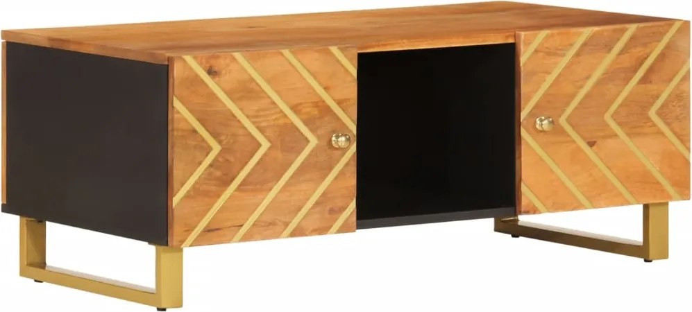 vidaXL barna és fekete tömör mangófa dohányzóasztal 100 x 54 x 40 cm