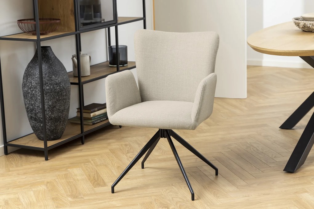 MAZZONI EXPORT SARETTA Beige (Basel 24 szövet) - MODERN KÁRPITOZOTT FORGÓSZÉK NAPPALIBA/ÉTKEZŐBE/LOFT IRODÁBA