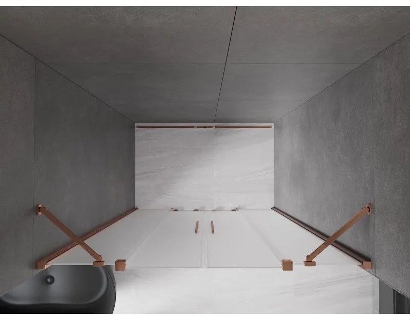 Mexen Velar Duo, tolózuhanyajtó nyitáshoz 140 cm, 8 mm-es matt üveg, rózsaszín arany, 871-140-000-32-60