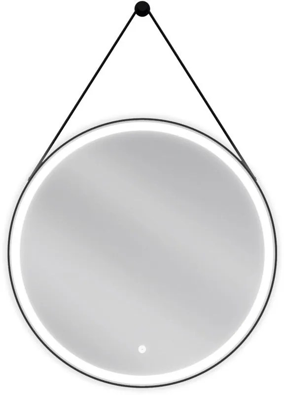 Mexen Reni, LED fürdoszobai tükör háttérvilágítással 70x70 cm, 6000K, fekete keret, páramentes, 9812-070-070-611-70