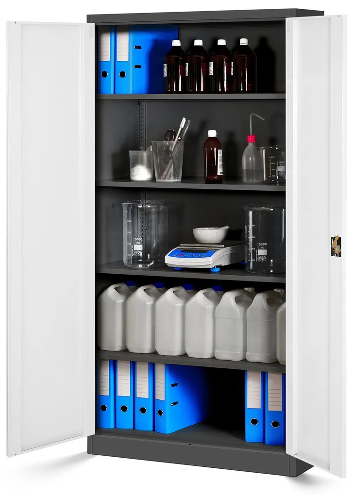 Set 4x fém iratszekrény JAN H, 900 x 1950 x 400 mm, antracit-fehér