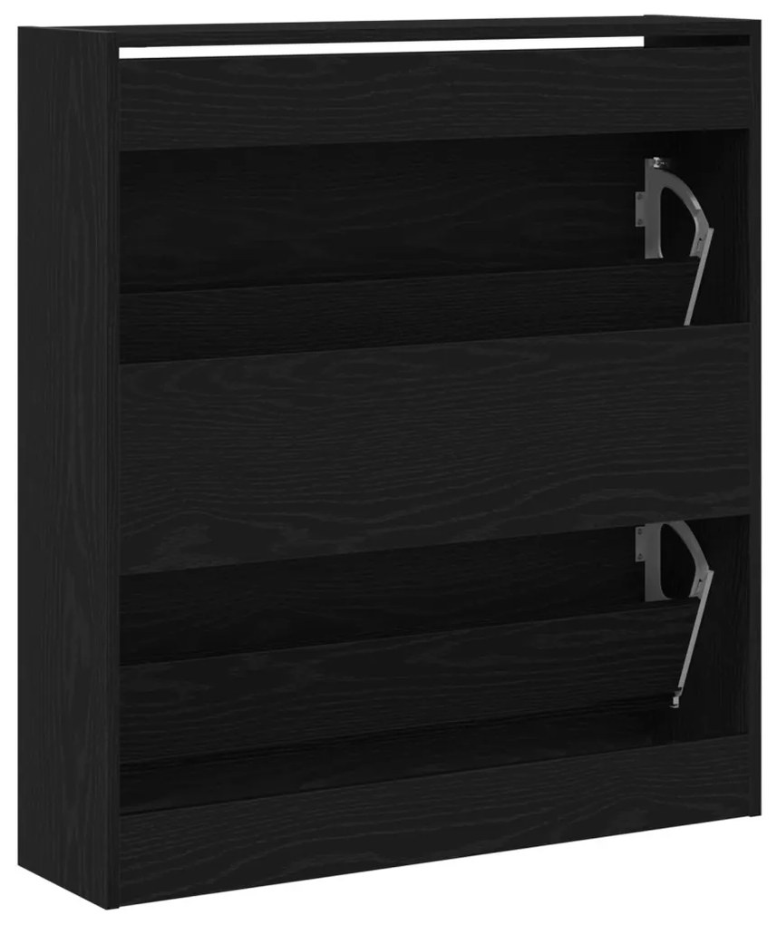 vidaXL Cipőtároló Flip Fiókkal Fekete Tölgy 80x21x87,5 cm