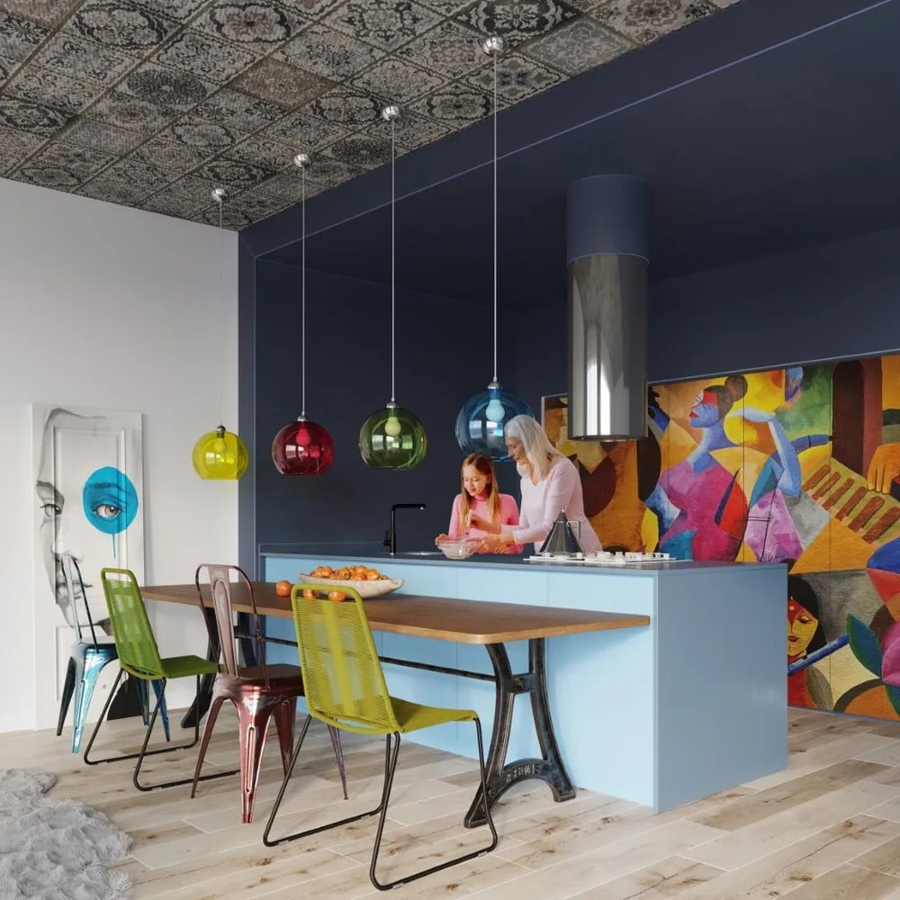 Zöld függőlámpa üveg búrával ø 30 cm Bilbao – Sollux