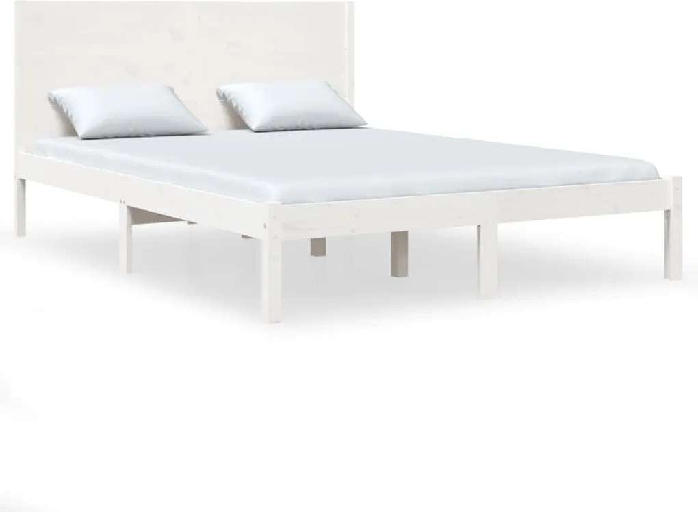 vidaXL fehér tömör fenyőfa ágy matrac nélkül 140x190 cm