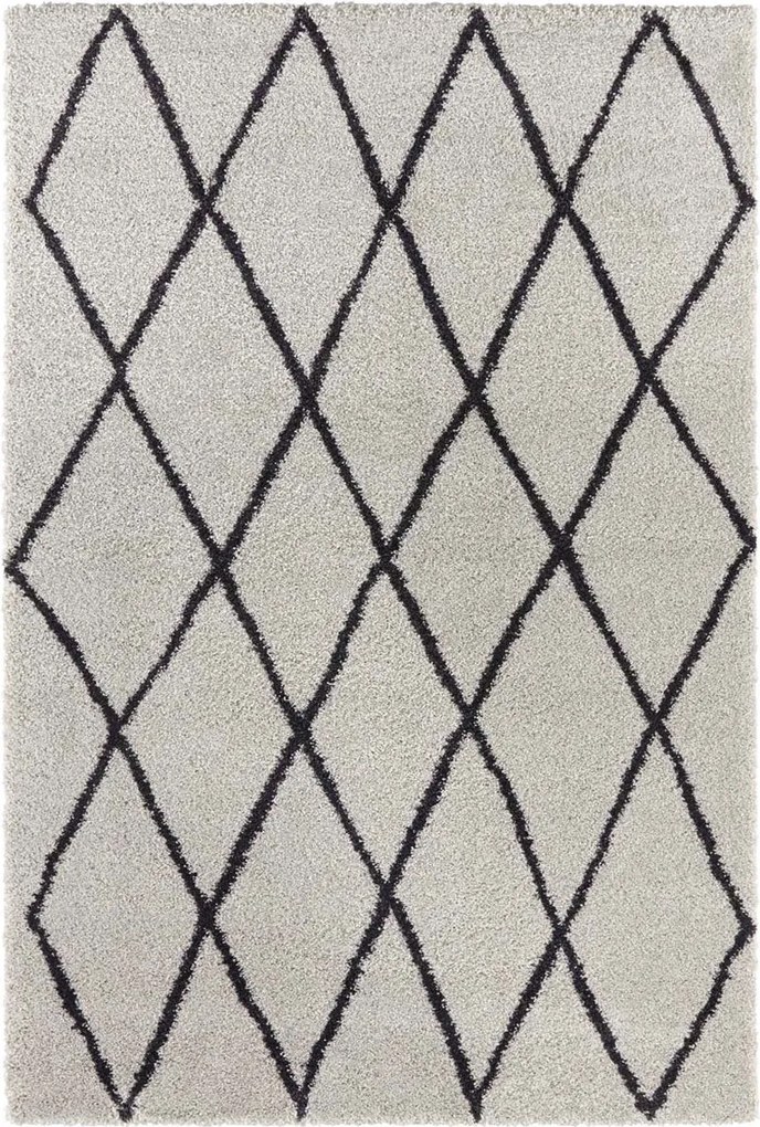 Szürke-fekete vastag shaggy szőnyeg nappaliba,boho mintás 120x170 cm