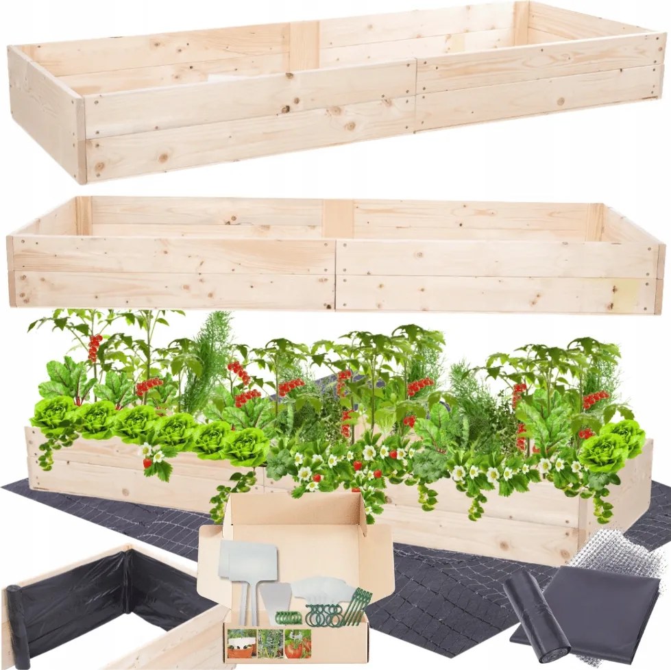 Magasított ágyás zöldséges ládák fűszernövény kaspó 18x240x90