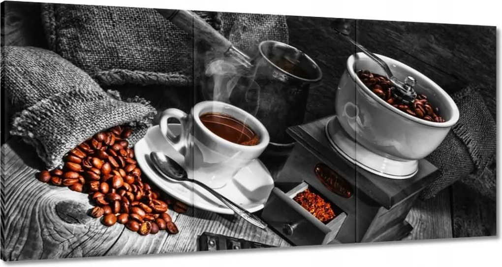 Vászonkép 180x90 Fekete-fehér kávés kép