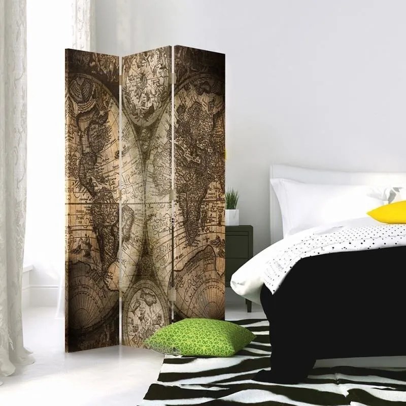 Gario Paraván Antik világtérkép Méret: 110 x 170 cm, Kivitelezés: Klasszikus paraván