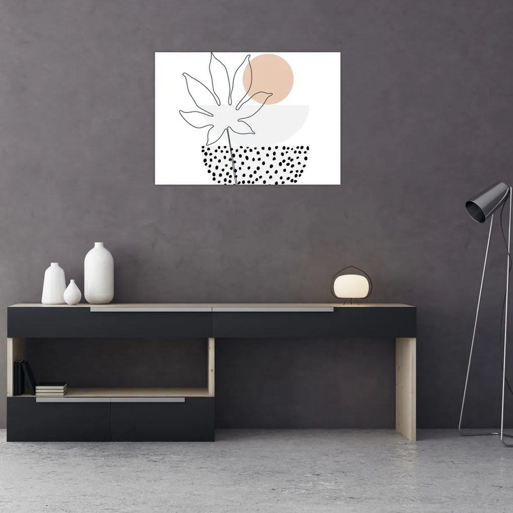 Kép - Vonal művészet virágok N⁰3 (70x50 cm)