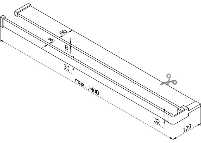 Mexen tartozékok, polc/törülközőtartó zuhanyparavánhoz (max. 140cm), króm, 800-02-01