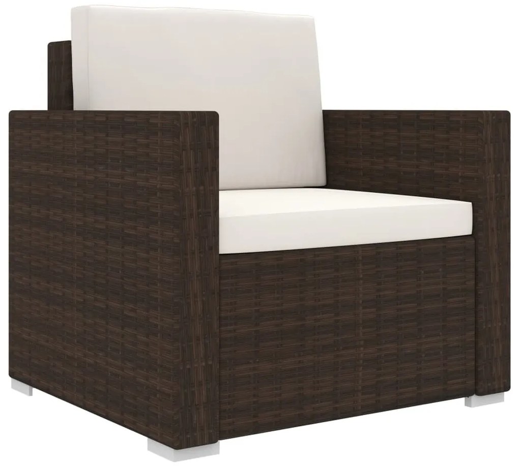 11 részes barna polyrattan kerti bútorszett párnákkal