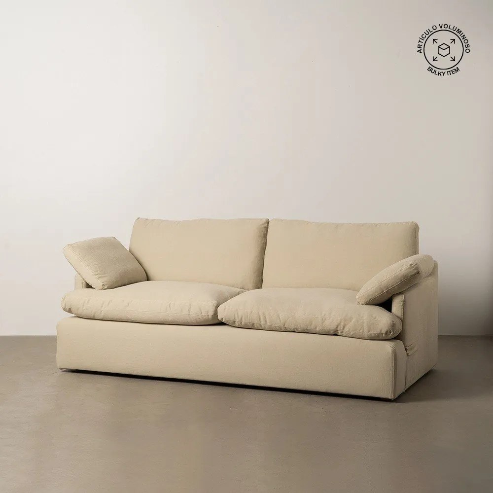 Bézs len kanapé 212 cm – Ixia