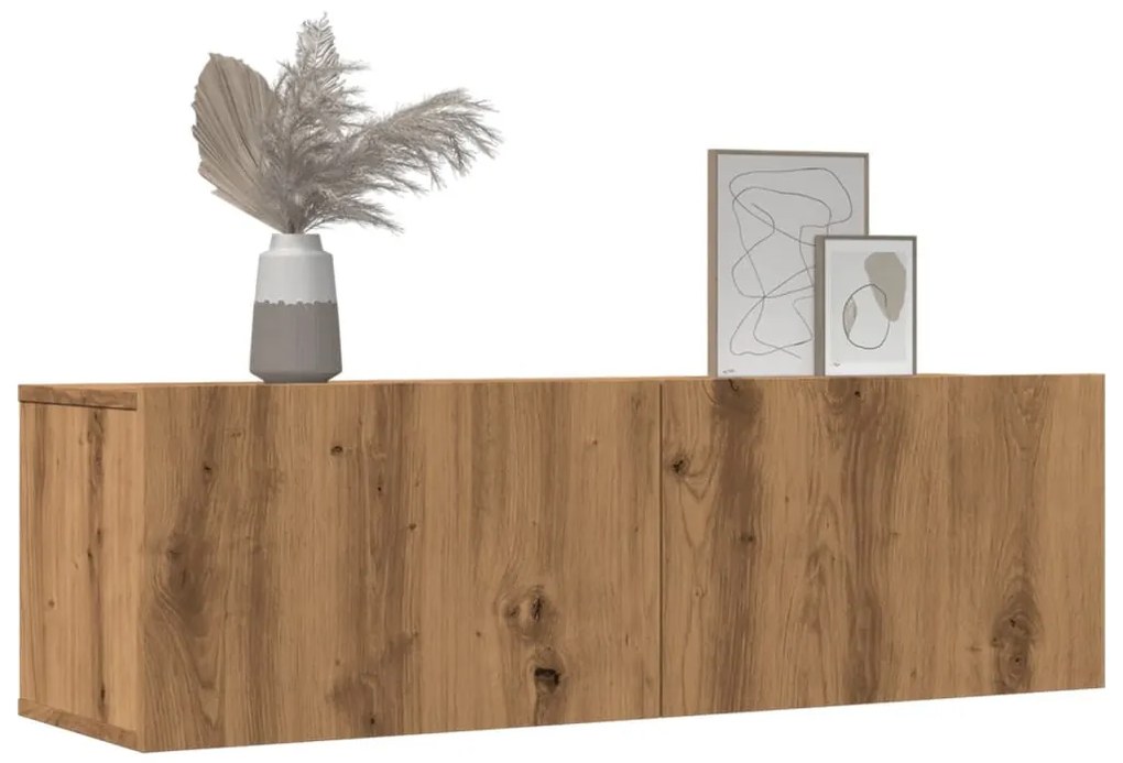 2 db kézműves tölgy falra szerelhető TV-szekrény 100x30x30 cm