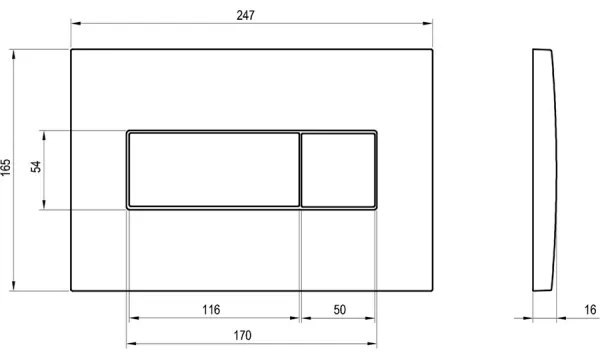 Ravak X01456 - UNI öblítő nyomólap 24,7 x 16,5 cm, matt króm