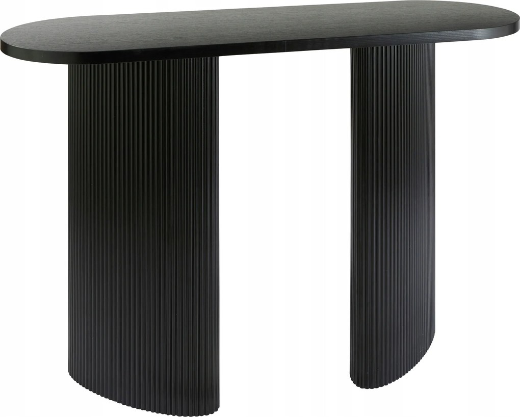 Konzol 120x40x80 fekete Mdf Olova elegáns 120x40 cm ovális furnér asztallap