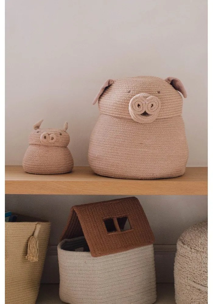 Világos rózsaszín textil játéktároló kosár ø 17x15 cm Mini Peggy the Pig – Lorena Canals