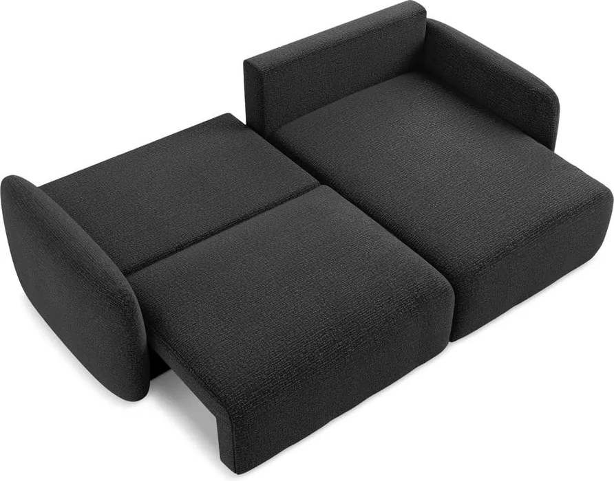 Fekete kinyitható-tárolóhelyes sarokkanapé (jobb oldali) Kalena – Makamii