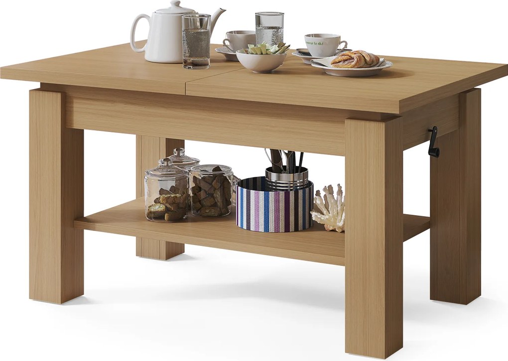 Mazzoni ASTORIA Oasis Tölgy - NYITHATÓ/MAGASÍTHATÓ DOHÁNYZÓASZTAL POLCOS ÉTKEZŐASZTAL ÉS DOHÁNYZÓASZTAL EGYBEN