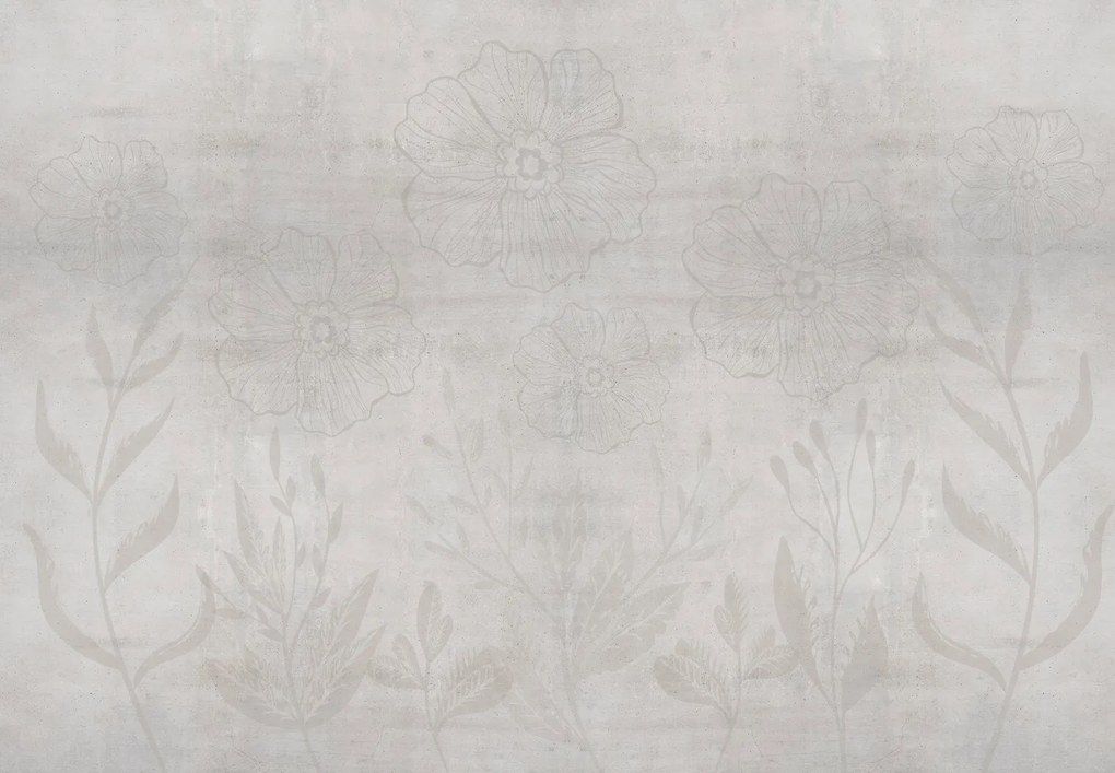 Fotótapéta - Beton virágokkal (147x102 cm)