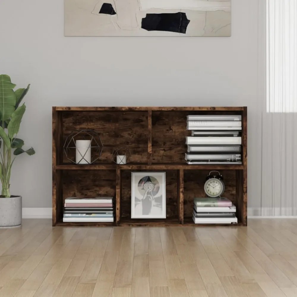 füstös tölgy színű szerelt fa könyv-/tálalószekrény 50x25x80 cm