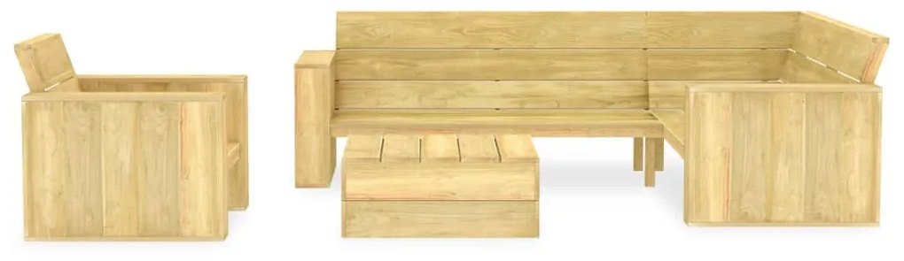 vidaXL 3 részes impregnált fenyőfa kerti társalgószett