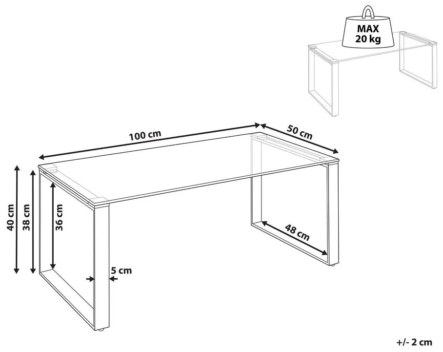 Arany üveg dohányzóasztal 100 x 50 cm TILON Beliani