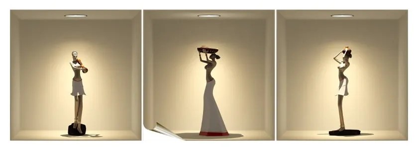 African Statues 3D hatású falmatrica készlet - Ambiance